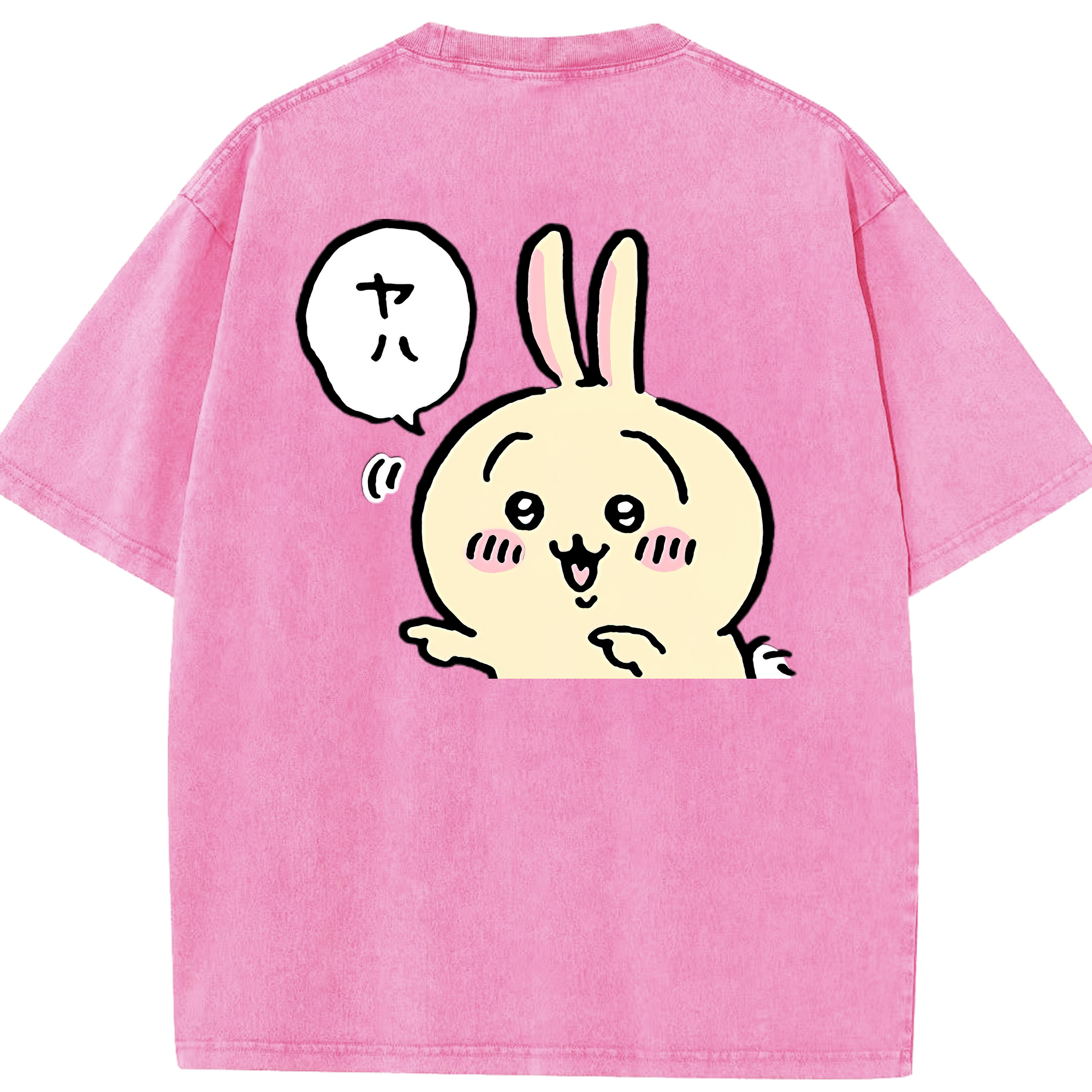 （画像用） ちいかわ うさぎ Chii-kawa usagi 綿100% ヴィンテージ風 半袖Tシャツ（背面プリント）
